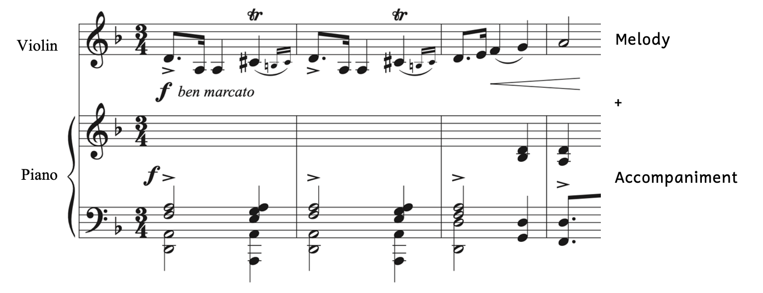 Score from the opening of Rogers' Violin Sonata Opus 25.
